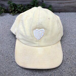 VANS Corduroy Snapback Hat Women's Beige Heart Adjustable Cap Off the Wall